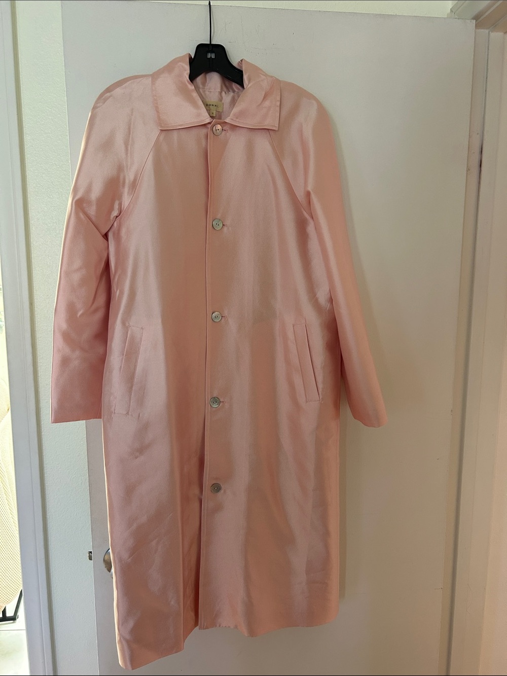 Donni Women's Satin Pale Pink Car Coat